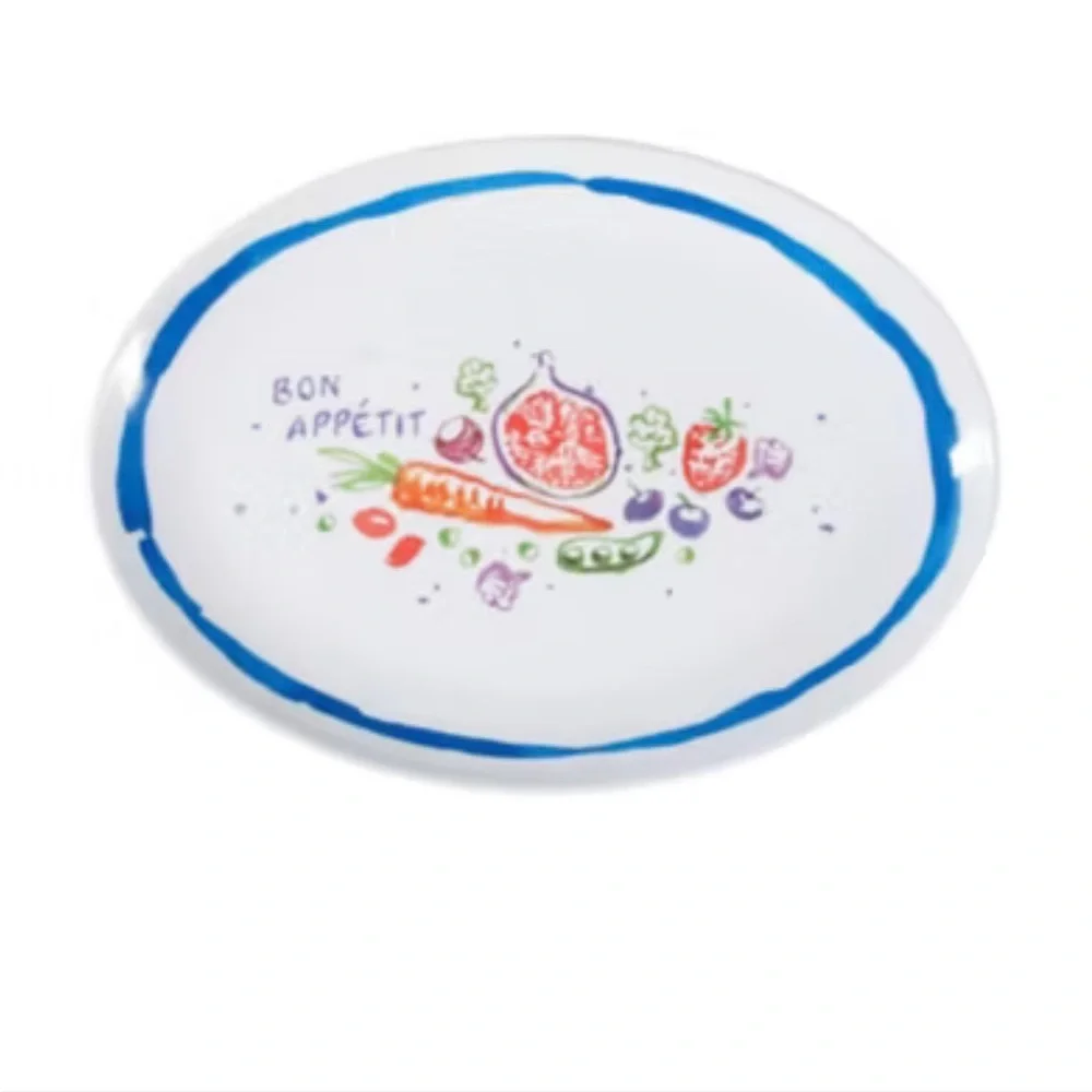 NIB Sur la Table Melamine 4-piece Serving Set w/ Platter, Salad Bowl & Utensils